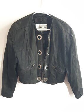 Vintage Laurence Roy 100% Genuine Leather Cropped Jacket Made In Canada Medium